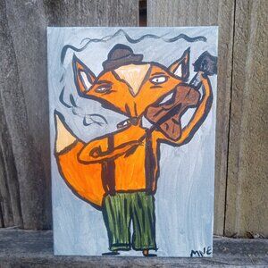 Fox Playing Fiddle Painting